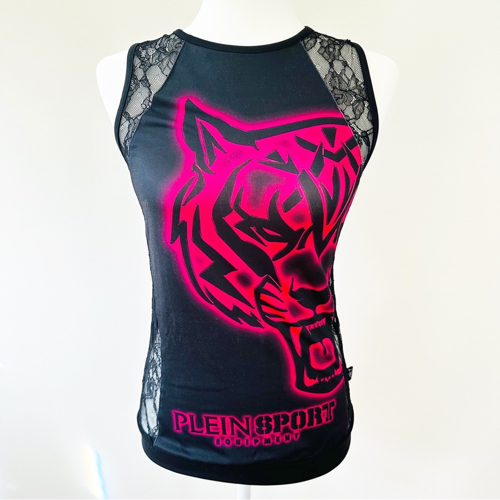 PLEIN SPORT Graphic Print Crew Neck Top w/ Tags Women's Medium
